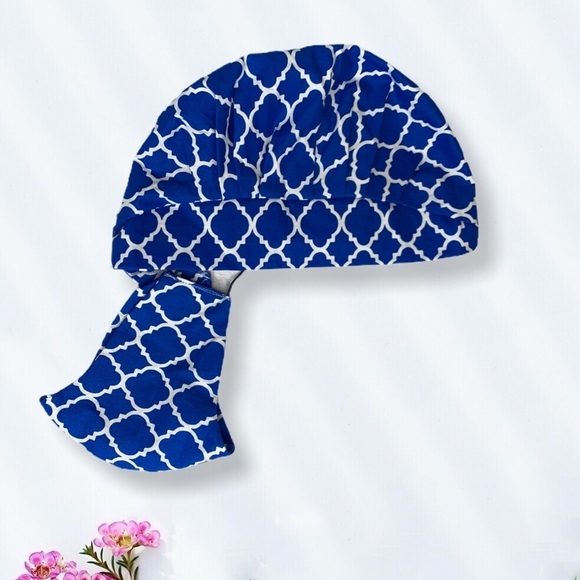 handmade Accessories - Women's cotton hat combined with masks Blue